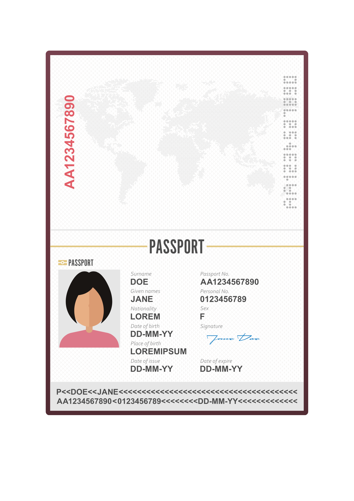 ตัวอย่างสำเนาพาสปอร์ต